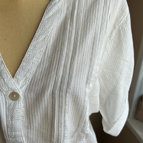 Club Z Collection Womens Tunic White Swim Cotton Cover up PinTucks - Picture 3 of 4